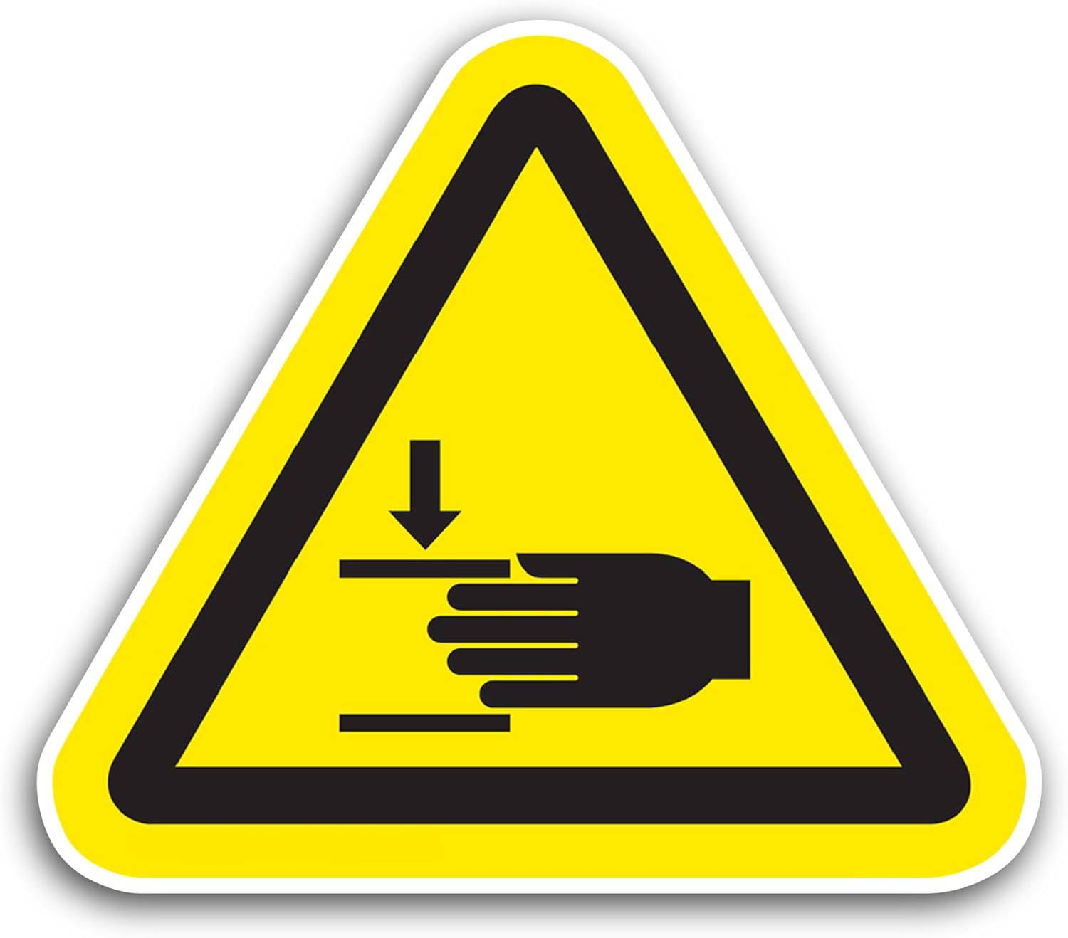 2 (Pieces) 3" and 5" Warning Sign Hand Injury Sticker, Waterproof Vinyl Decals for Many Purpose Like Cars, Trucks, Laptops, Phones, Windows and More