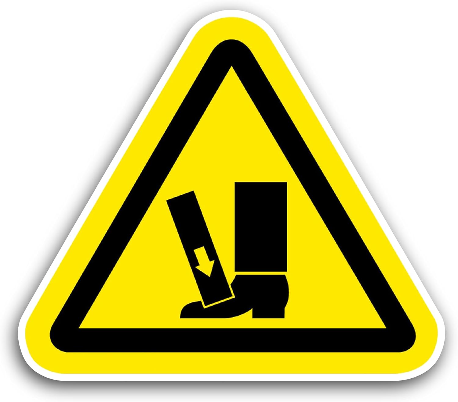 2 (Pieces) 3" and 5" Foot Danger of Pinching Sign Sticker, Waterproof Vinyl Decals for Many Purpose Like Cars, Trucks, Laptops, Phones, Windows and More