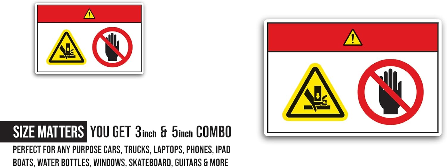 2 (Pieces) 3" and 5" Attention Signs Sticker, Waterproof Vinyl Decals for Many Purpose Like Cars, Trucks, Laptops, Phones, Windows and More
