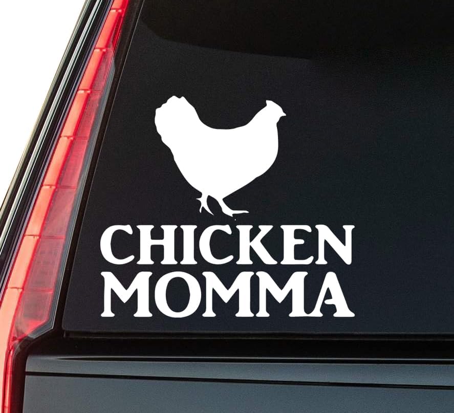 Chicken Momma Window Vinyl Decal Sticker 6" (White), Waterproof Vinyl Decals for Many Purpose Like Cars, Trucks, Laptops, Phones, Windows and More