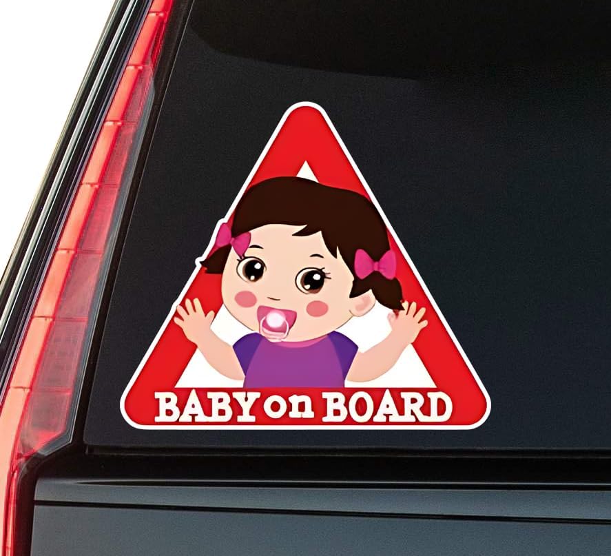 Baby Girl On Board Window Vinyl Decal Sticker 6" (White), Waterproof Vinyl Decals for Many Purpose Like Cars, Trucks, Laptops, Phones, Windows and More