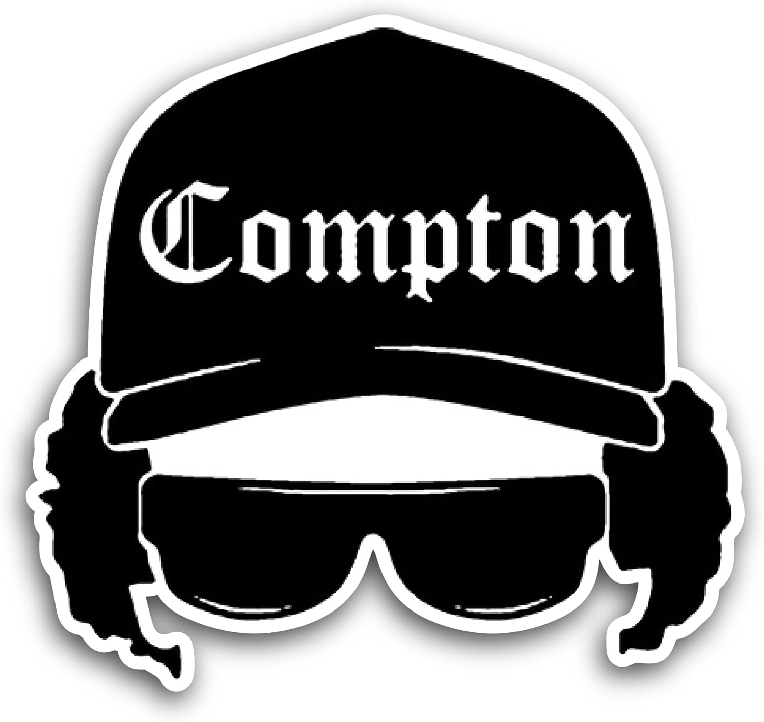 2 (Pieces) 3" and 5" Compton Sticker, Waterproof Vinyl Decals for Many Purpose Like Cars, Trucks, Laptops, Phones, Windows and More