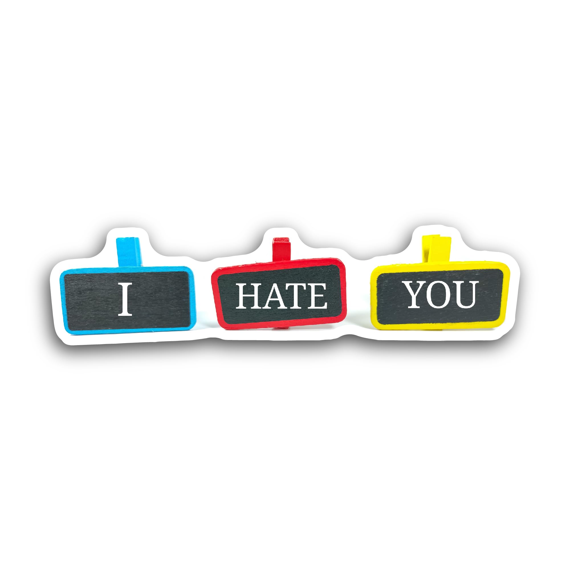 2 (Pieces) 3" and 5" I Hate You Text Sticker, Waterproof Vinyl Decals for Many Purpose Like Cars, Tr
