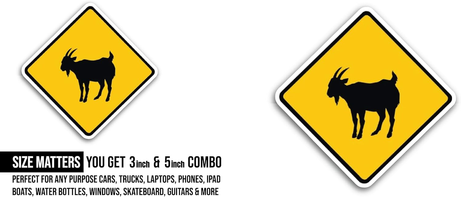 2 (Pieces) 3" and 5" Goat Symbol Sticker, Waterproof Vinyl Decals for Many Purpose Like Cars, Trucks, Laptops, Phones, Windows and More