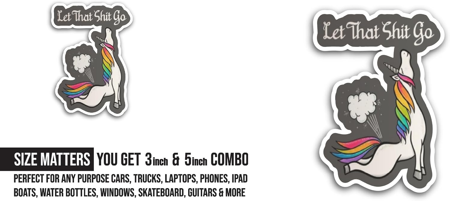 2 (Pieces) 3" and 5" Unicorn Animal Sticker, Waterproof Vinyl Decals for Many Purpose Like Cars, Trucks, Laptops, Phones, Windows and More