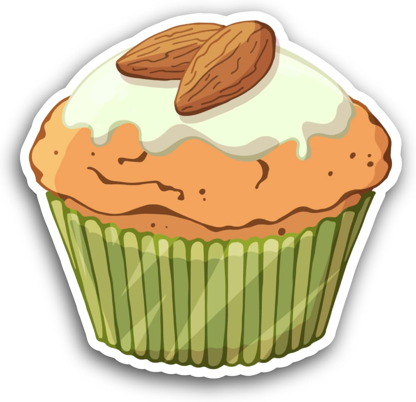 2 (Pieces) 3" and 5" Almond Cupcake Sticker, Waterproof Vinyl Decals for Many Purpose Like Cars, Trucks, Laptops, Phones, Windows and More