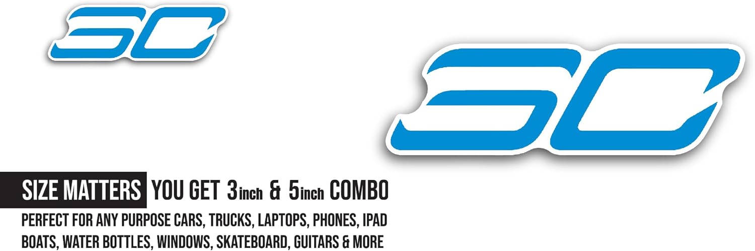 2 (Pieces) 3" and 5" St3phen Curry Logo Decal Sticker, Waterproof Vinyl Decals for Many Purpose Like Cars, Trucks, Laptops, Phones, Windows and More