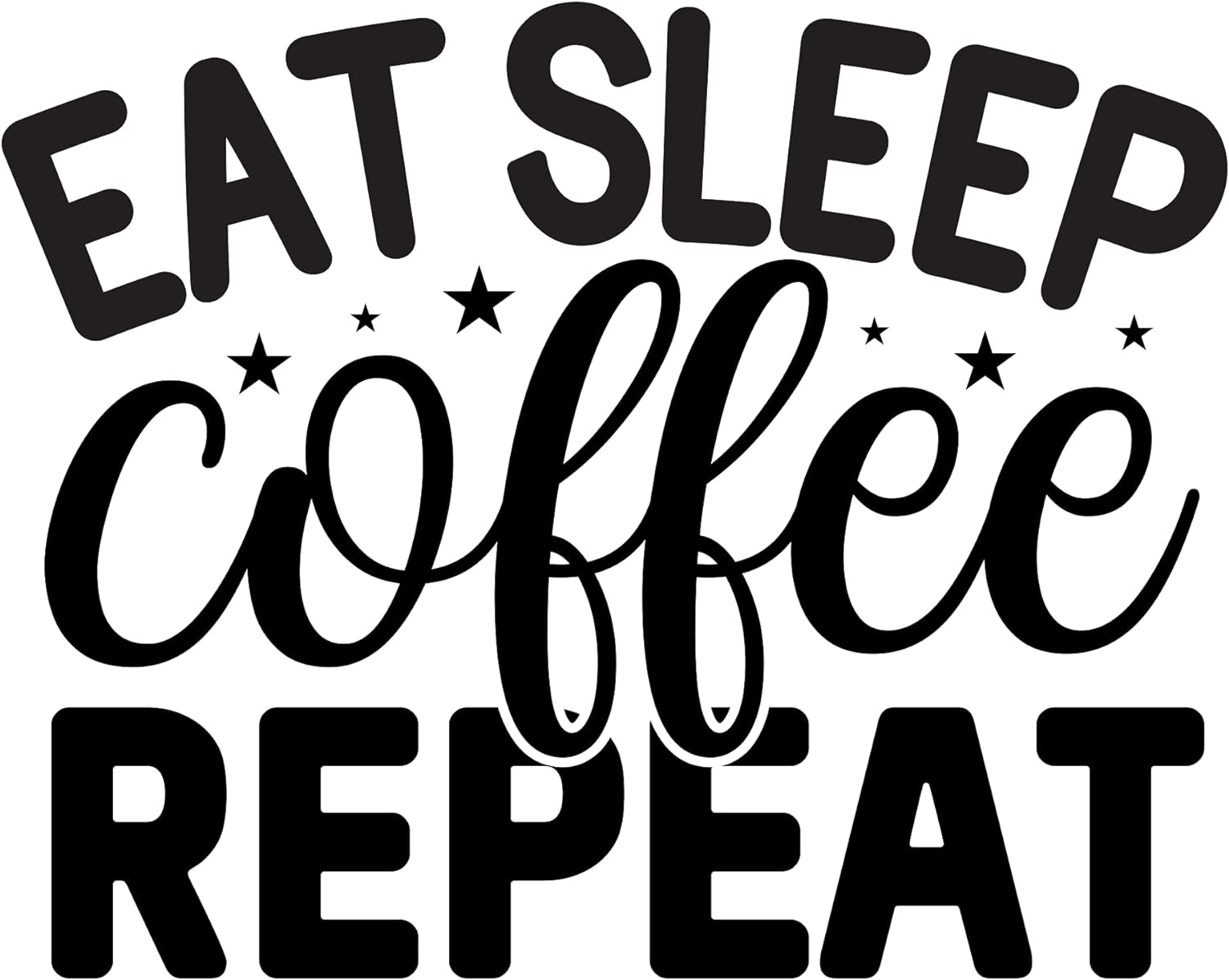 Inspirational Quote "Eat Sleep Coffee Repeat" Motivational Sticker Vinyl Decal Motivation Stickers- 5" Vinyl Sticker Waterproof