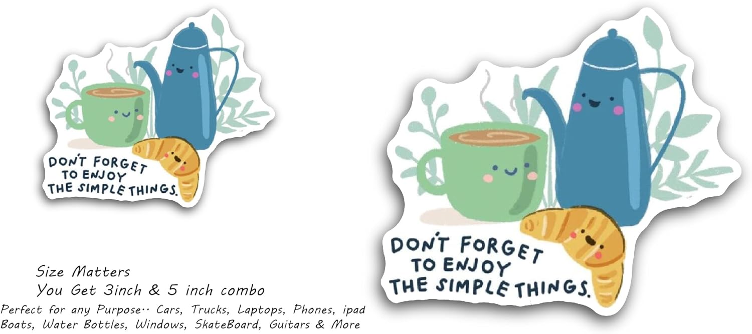 2 (Pieces) 3" and 5" Cute Kettle and Teapot Set Sticker, Waterproof Vinyl Decals for Many Purpose Like Cars, Trucks, Laptops, Phones, Windows and More