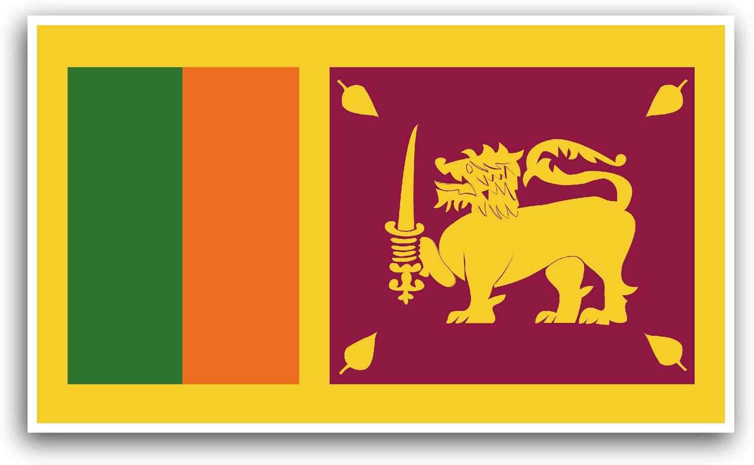 2 (Pieces) 3" and 5" Sri Lanka Flag Sticker, Waterproof Vinyl Decals for Many Purpose Like Cars, Trucks, Laptops, Phones, Windows and More