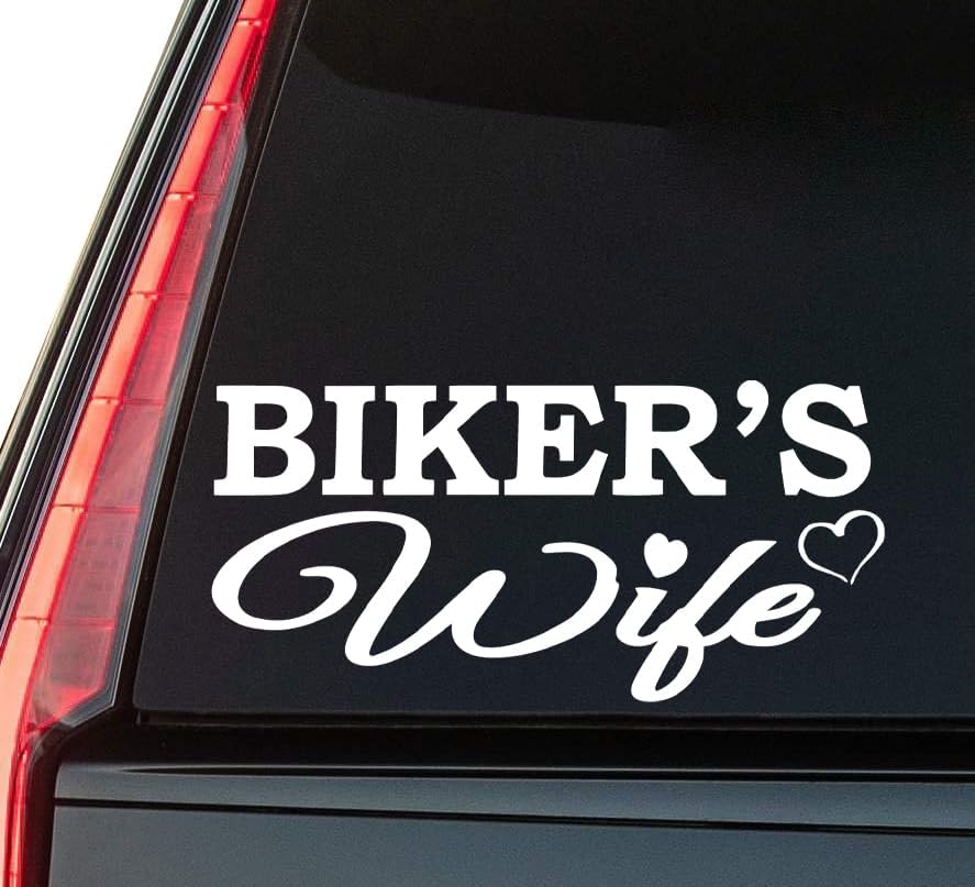 Biker Wife Window Vinyl Decal Sticker 6" (White), Waterproof Vinyl Decals for Many Purpose Like Cars, Trucks, Laptops, Phones, Windows and More
