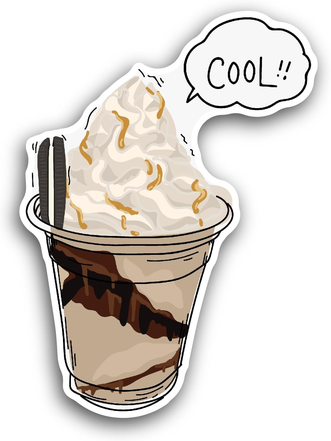 2 (Pieces) 3" and 5" Chocolate Milkshake Sticker, Waterproof Vinyl Decals for Many Purpose Like Cars, Trucks, Laptops, Phones, Windows and More