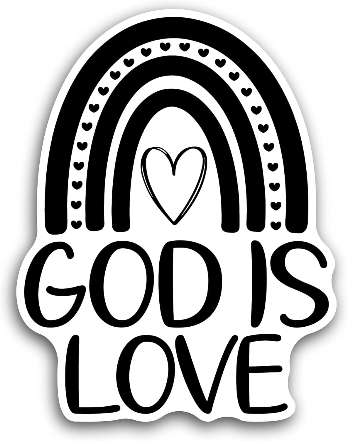 2 (Pieces) 3" and 5" God is Love Text with Heart Sticker, Waterproof Vinyl Decals for Many Purpose Like Cars, Trucks, Laptops, Phones, Windows and More