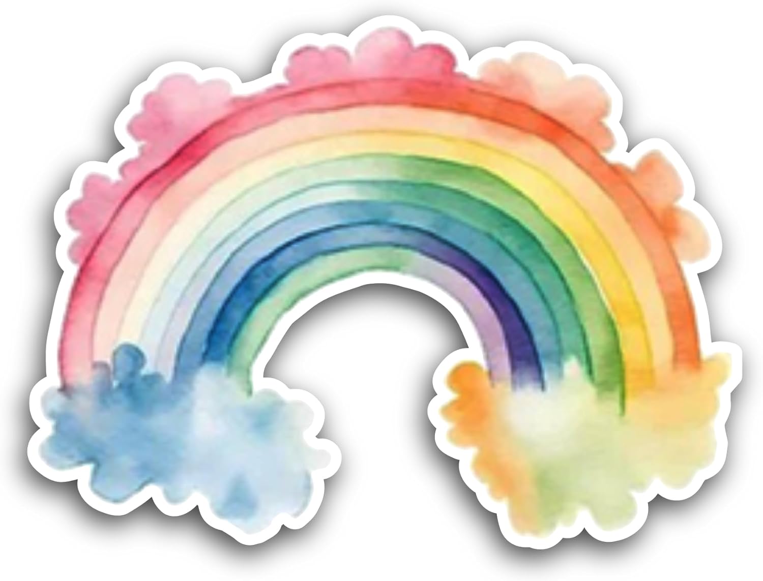 2 (Pieces) 3" and 5" Watercolor Rainbow Sticker, Waterproof Vinyl Decals for Many Purpose Like Cars, Trucks, Laptops, Phones, Windows and More