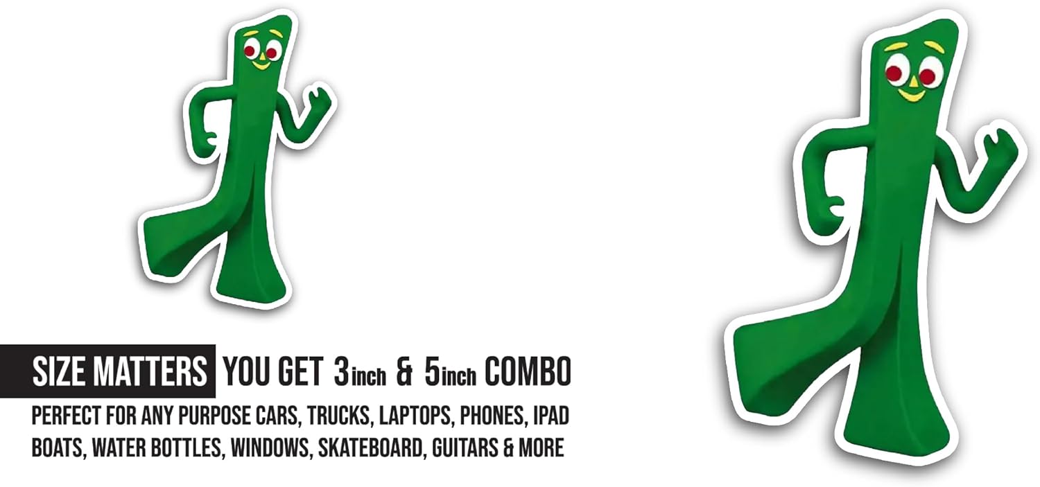 2 (Pieces) 3" and 5" Gamby Walking Sticker, Waterproof Vinyl Decals for Many Purpose Like Cars, Trucks, Laptops, Phones, Windows and More