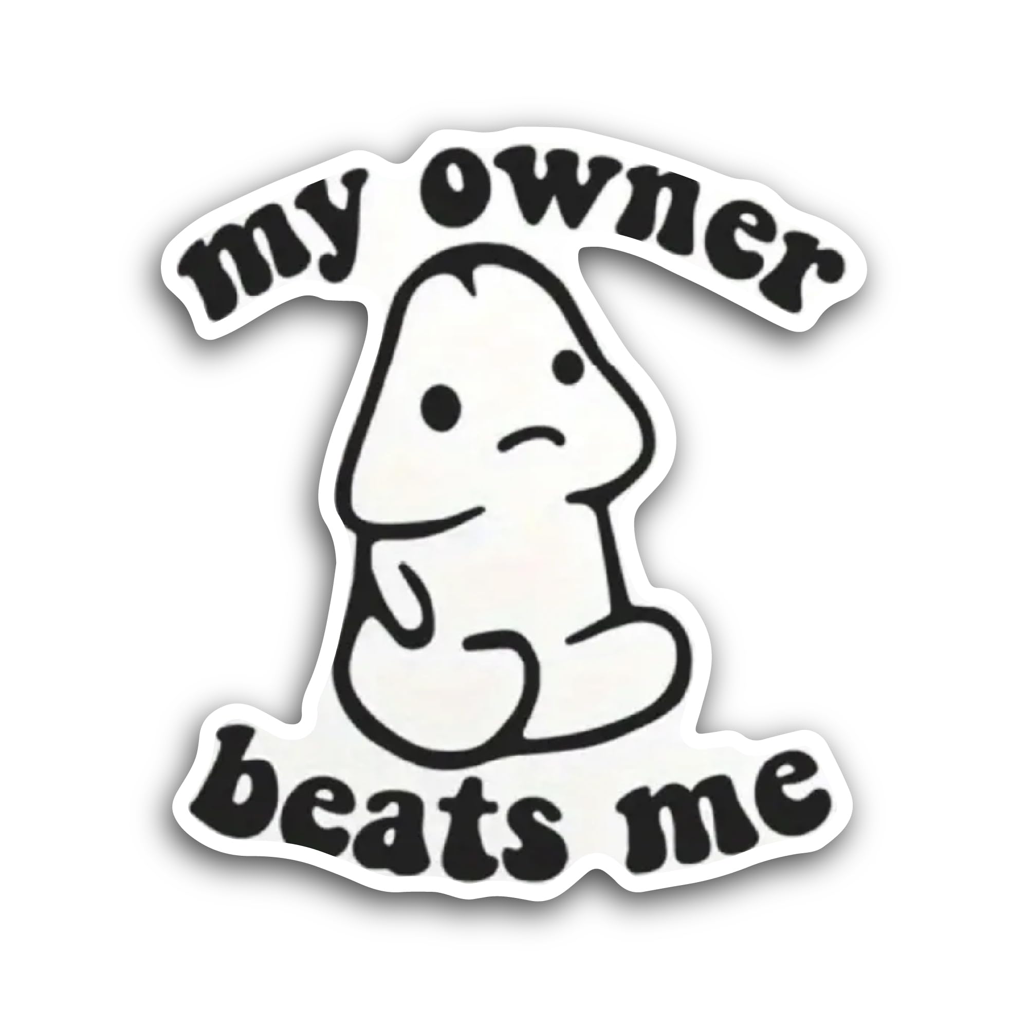 2 (Pieces) 3" and 5" My Owner Beats Me Text Sticker, Waterproof Vinyl Decals for Many Purpose Like C