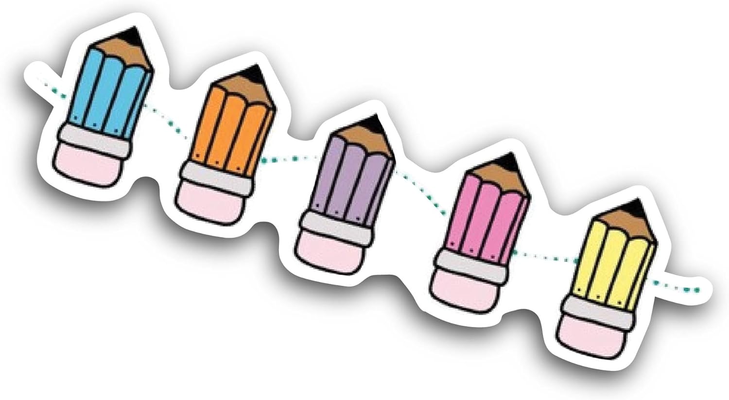 2 (Pieces) 3" and 5" Cute Pencils Sticker, Waterproof Vinyl Decals for Many Purpose Like Cars, Trucks, Laptops, Phones, Windows and More