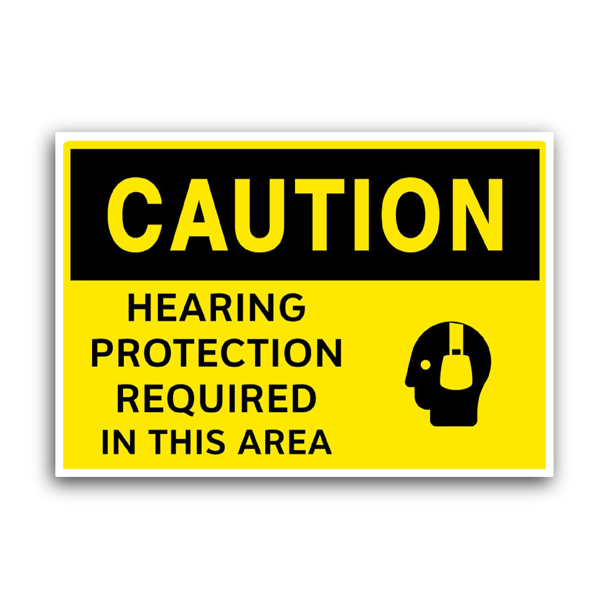 2 (Pieces) 3" and 5" Caution Hearing Protection Required Sticker, Waterproof Vinyl Decals for Many P