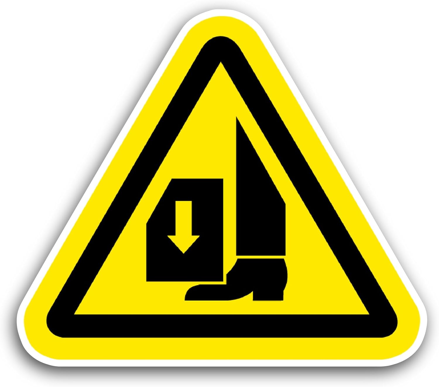 2 (Pieces) 3" and 5" Crush Hazard Foot Symbol Sticker, Waterproof Vinyl Decals for Many Purpose Like Cars, Trucks, Laptops, Phones, Windows and More