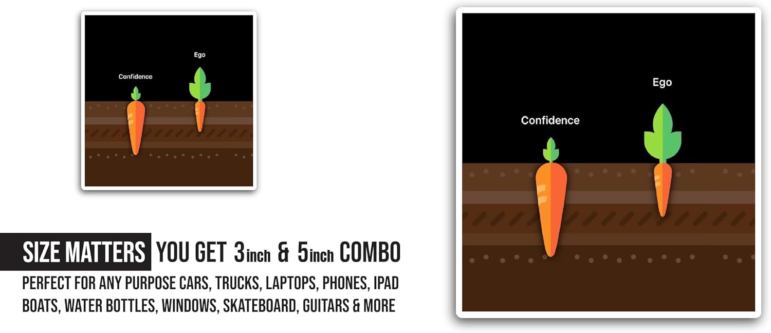 2 (Pieces) 3" and 5" Growing Carrots Sticker, Waterproof Vinyl Decals for Many Purpose Like Cars, Trucks, Laptops, Phones, Windows and More