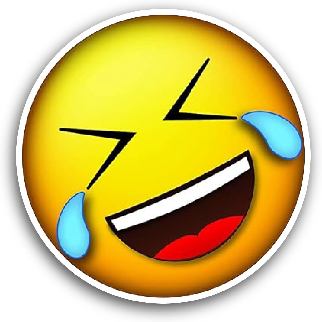 2 (Pieces) 3" and 5" Laughing Face Sticker, Waterproof Vinyl Decals for Many Purpose Like Cars, Trucks, Laptops, Phones, Windows and More