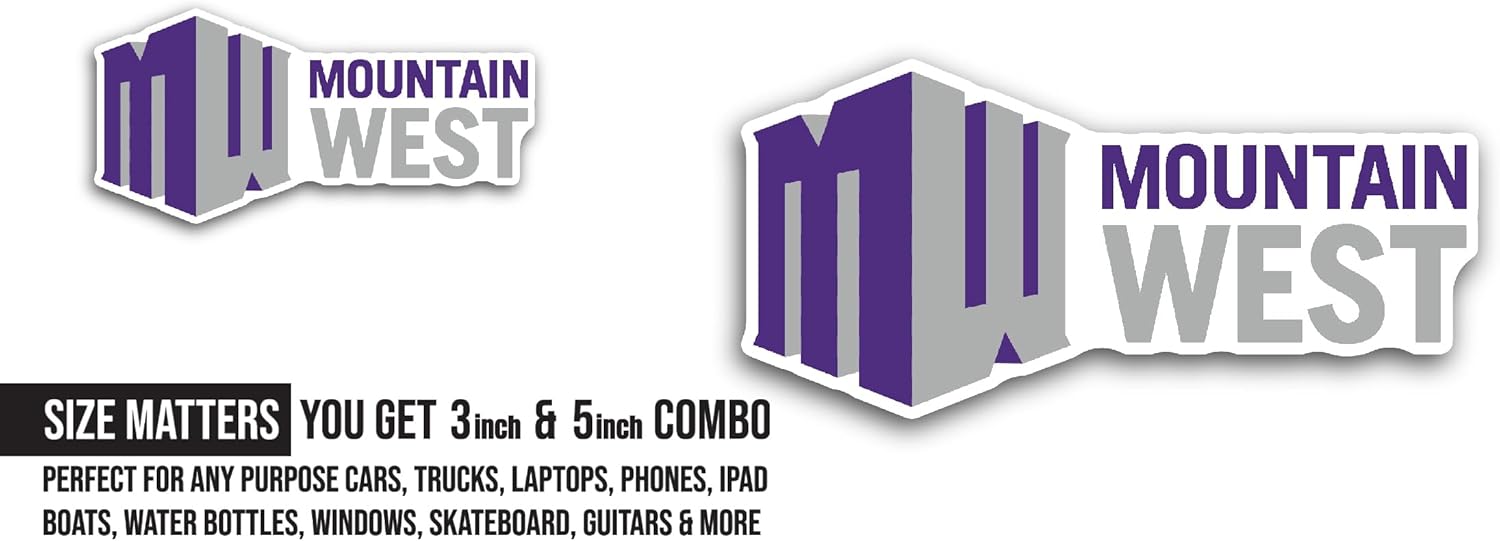 2 (Pieces) 3" and 5" M0untain West Sticker, Waterproof Vinyl Decals for Many Purpose Like Cars, Trucks, Laptops, Phones, Windows and More