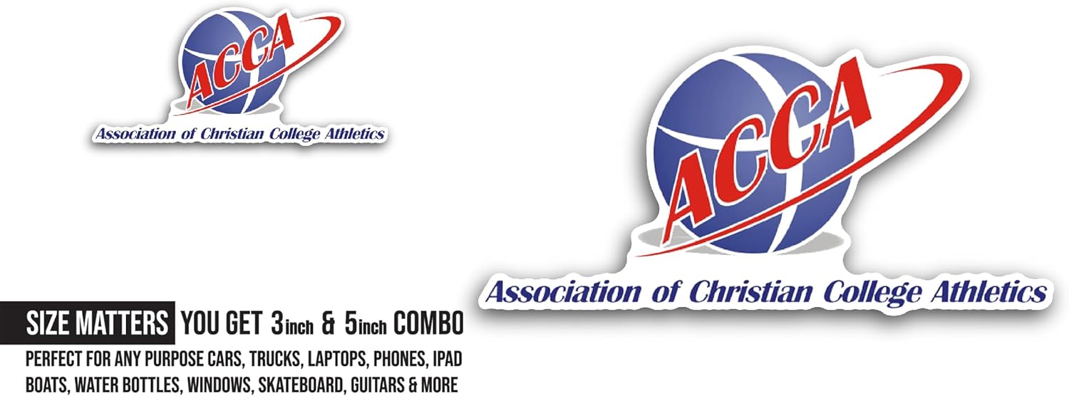 2 (Pieces) 3" and 5" Association of Chr1stian C0llege Athletics Sticker, Waterproof Vinyl Decals for Many Purpose Like Cars, Trucks, Laptops, Phones, Windows and More