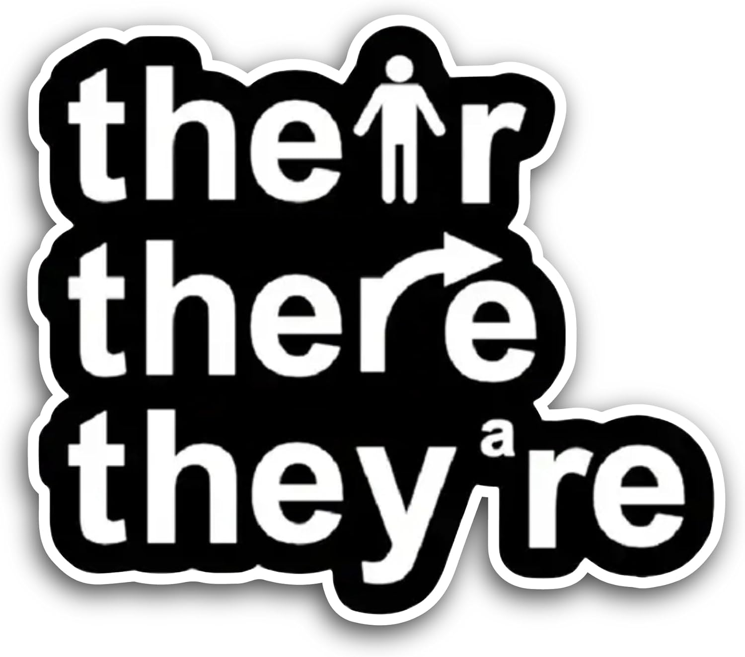 2 (Pieces) 3" and 5" Their, They're, There Sticker, Waterproof Vinyl Decals for Many Purpose Like Cars, Trucks, Laptops, Phones, Windows and More