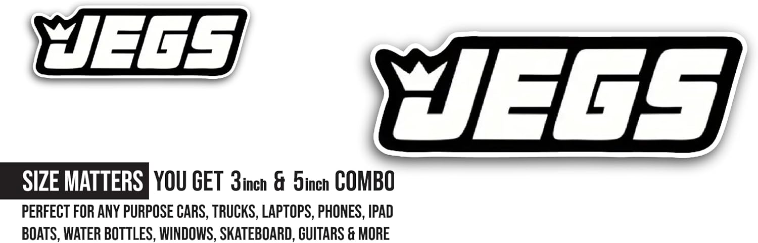 2 (Pieces) 3" and 5" Jegs Sticker, Waterproof Vinyl Decals for Many Purpose Like Cars, Trucks, Laptops, Phones, Windows and More