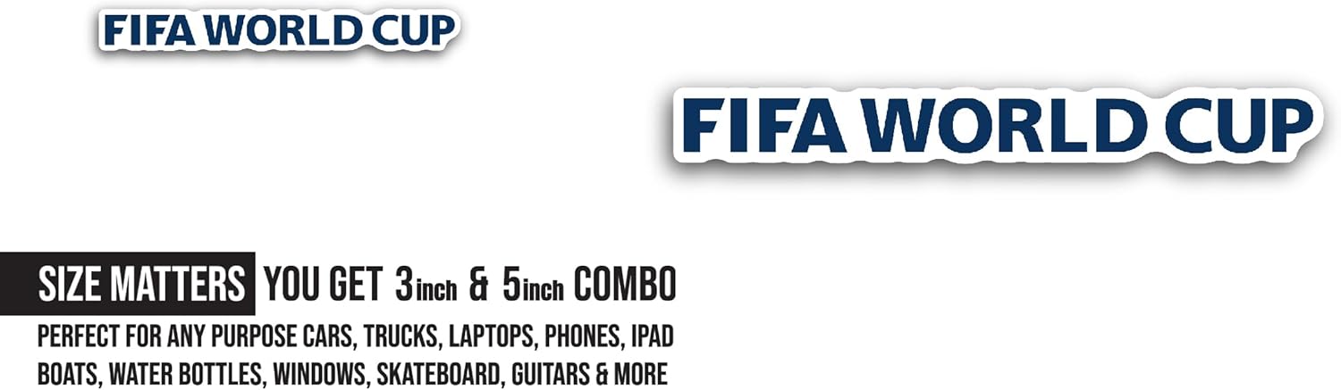 2 (Pieces) 3" and 5" FIFA W0rld Cup Sticker, Waterproof Vinyl Decals for Many Purpose Like Cars, Trucks, Laptops, Phones, Windows and More