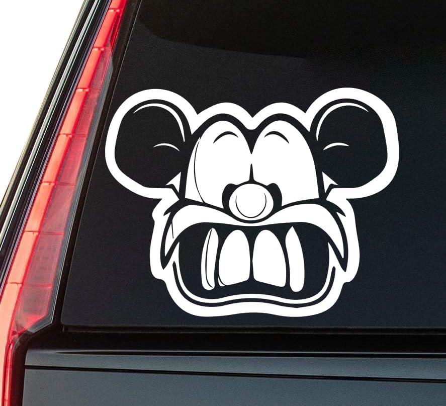 Mick3y Face Window Vinyl Decal Sticker 6" (White), Waterproof Vinyl Decals for Many Purpose Like Cars, Trucks, Laptops, Phones, Windows and More