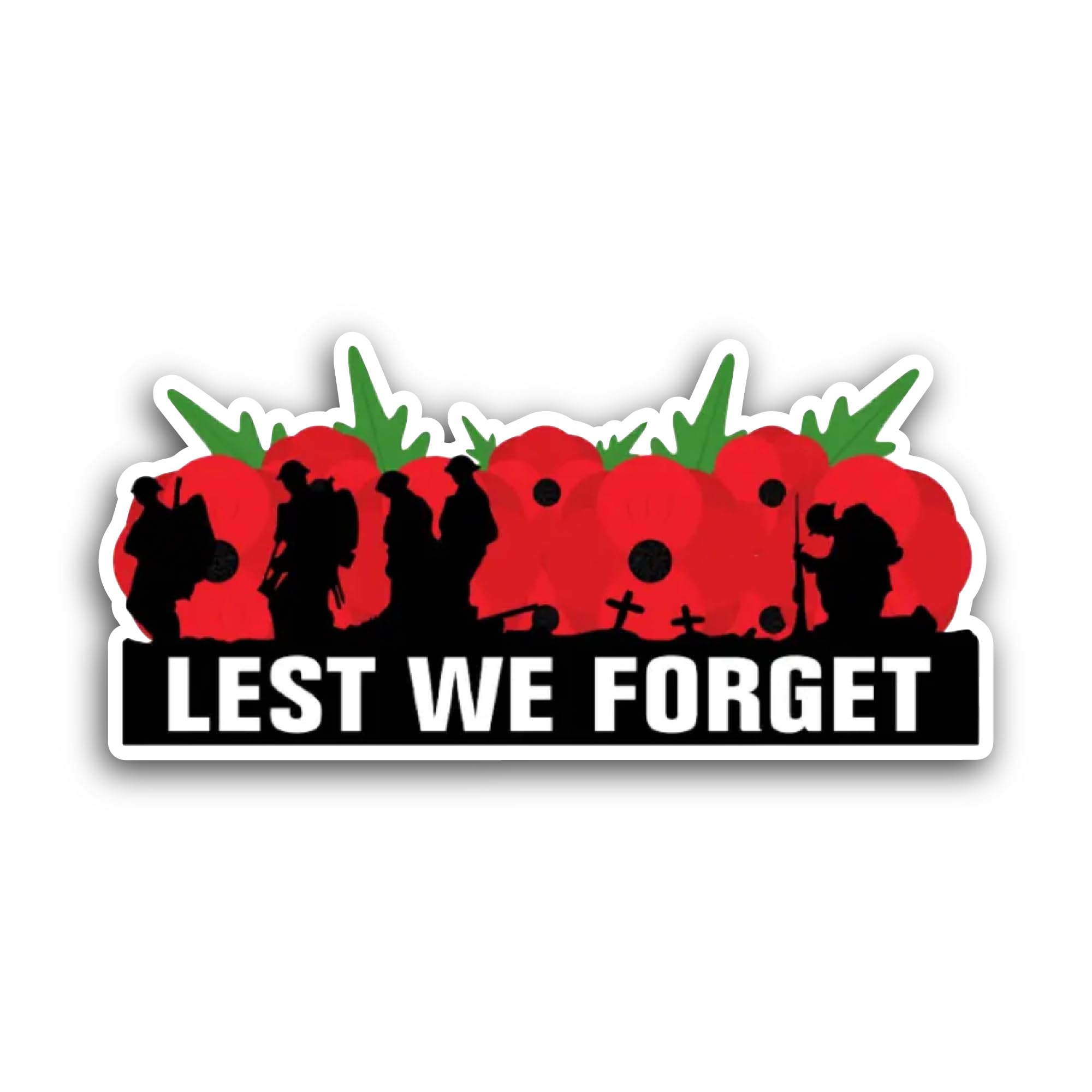 2 (Pieces) 3" and 5" Lest We Forget Text Sticker, Waterproof Vinyl Decals for Many Purpose Like Cars