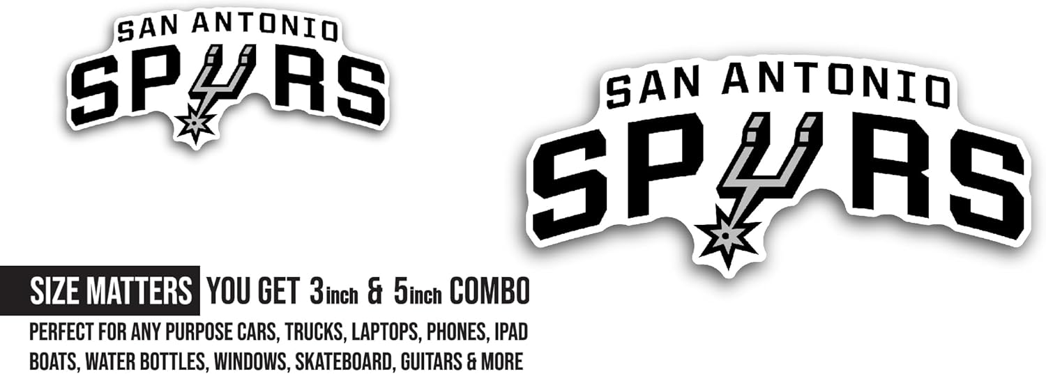 2 (Pieces) 3" and 5" S@n Ant0nio Spurs Decal Sticker, Waterproof Vinyl Decals for Many Purpose Like Cars, Trucks, Laptops, Phones, Windows and More