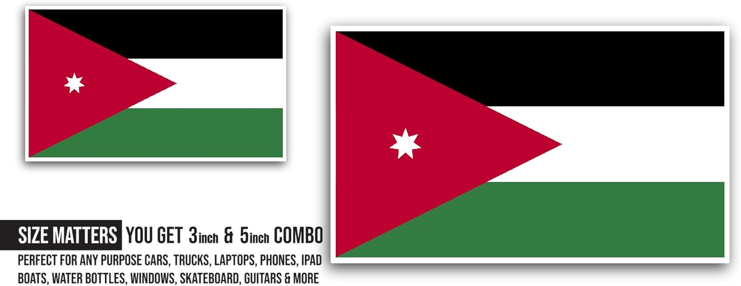 2 (Pieces) 3" and 5" Jordan Flag Sticker, Waterproof Vinyl Decals for Many Purpose Like Cars, Trucks, Laptops, Phones, Windows and More