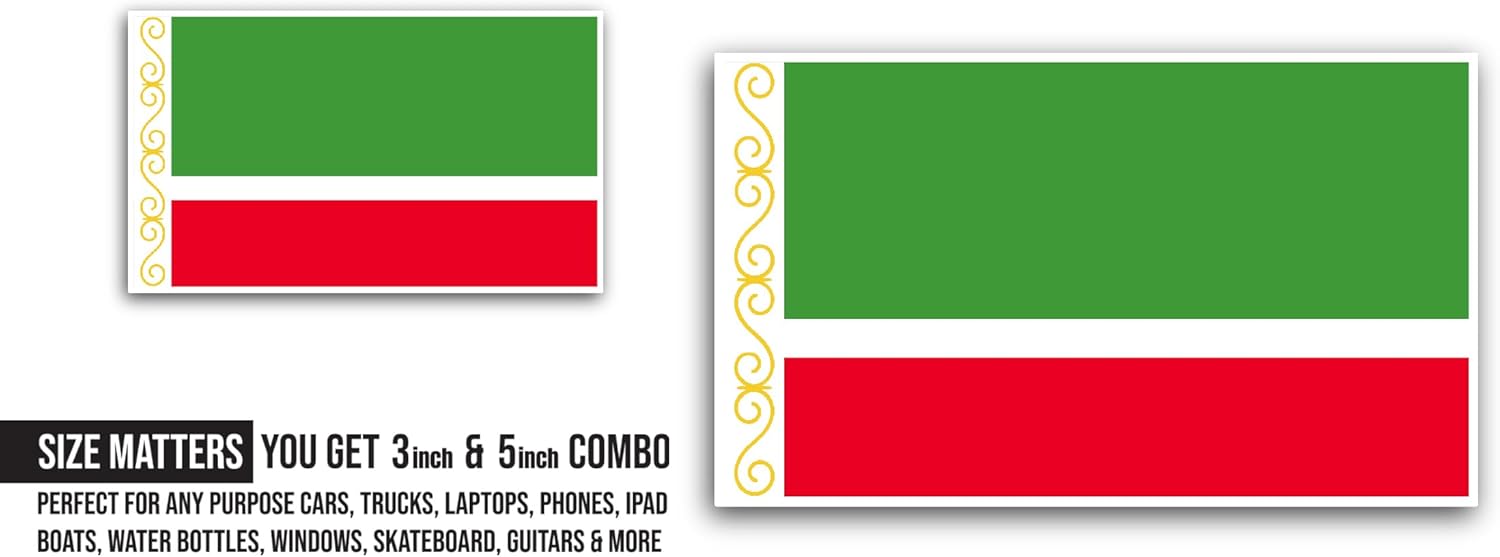 2 (Pieces) 3" and 5" Chechen Republic of Ichkeria Sticker, Waterproof Vinyl Decals for Many Purpose Like Cars, Trucks, Laptops, Phones, Windows and More