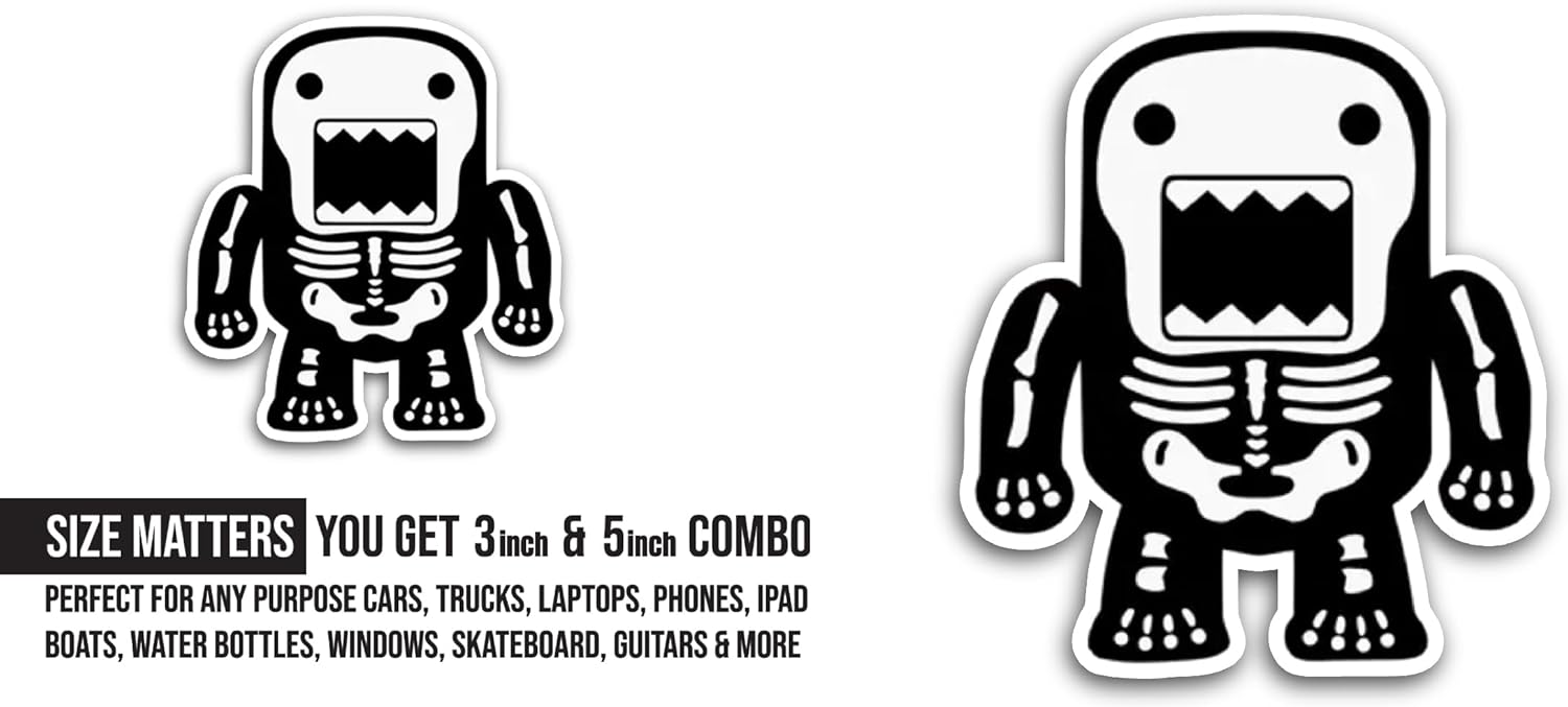 2 (Pieces) 3" and 5" Halloween Skeleton Sticker, Waterproof Vinyl Decals for Many Purpose Like Cars, Trucks, Laptops, Phones, Windows and More