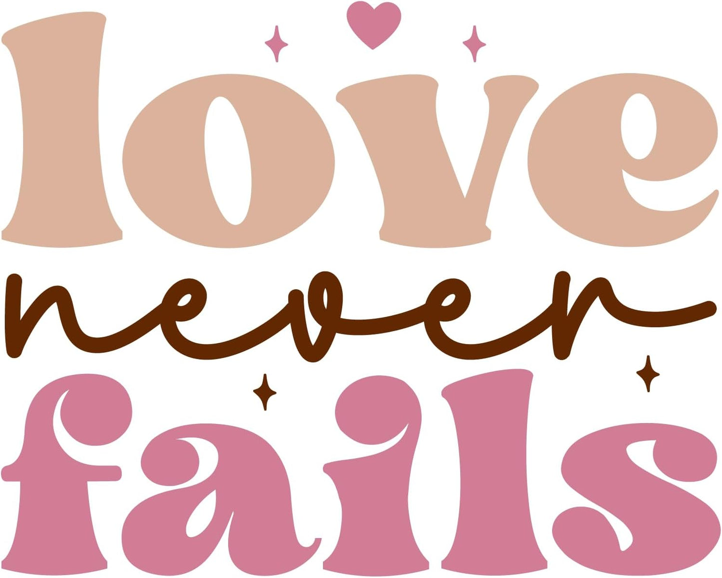 Inspirational Quote "Love Never Fails - Sticker Gift" Motivational Sticker Vinyl Decal Motivation Stickers- 5" Vinyl Sticker Waterproof