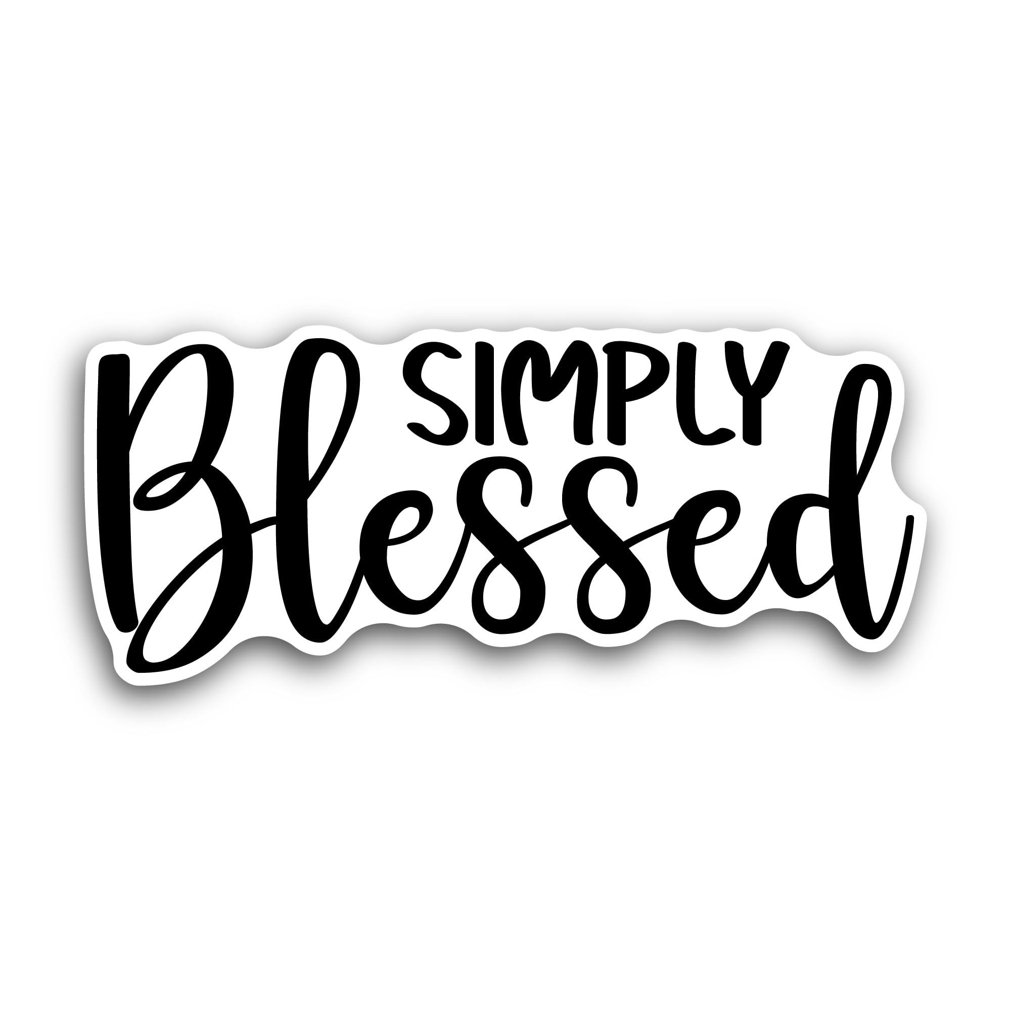 2 (Pieces) 3" and 5" Simply Blessed Text Sticker, Waterproof Vinyl Decals for Many Purpose Like Cars