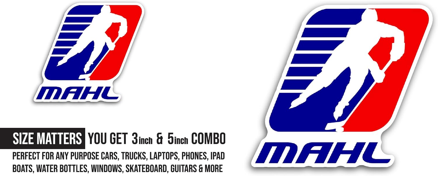 2 (Pieces) 3" and 5" Milton Adult H0ckey League Sticker, Waterproof Vinyl Decals for Many Purpose Like Cars, Trucks, Laptops, Phones, Windows and More