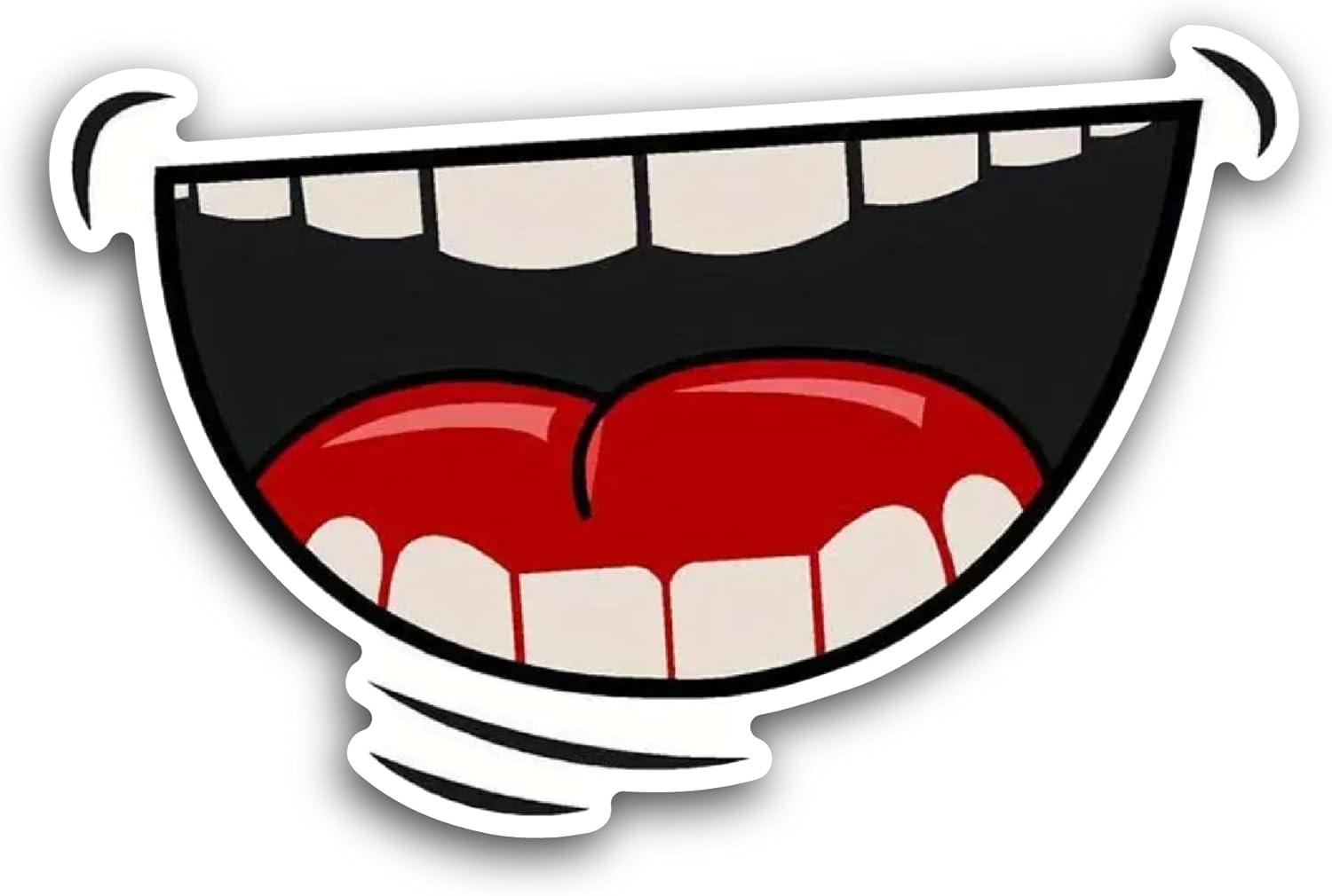 2 (Pieces) 3" and 5" Smiley Mouth Sticker, Waterproof Vinyl Decals for Many Purpose Like Cars, Trucks, Laptops, Phones, Windows and More