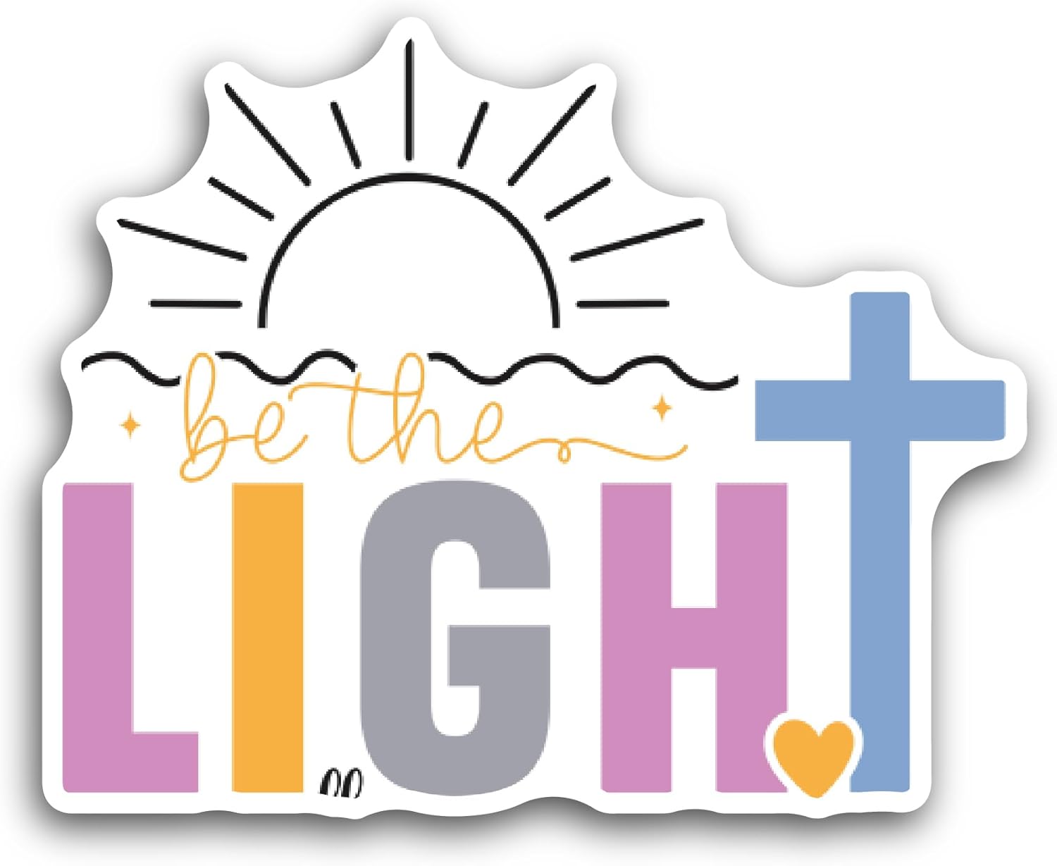 2 (Pieces) 3" and 5" Be The Light Colorful Text Sticker, Waterproof Vinyl Decals for Many Purpose Like Cars, Trucks, Laptops, Phones, Windows and More