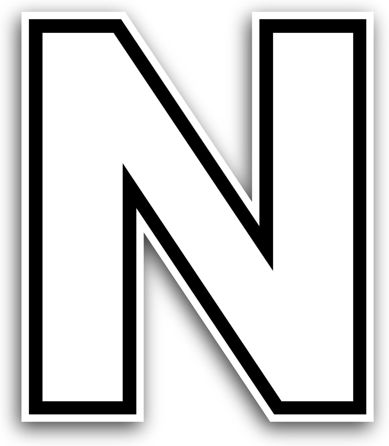 2 (Pieces) 3" and 5" Letter N Sticker, Waterproof Vinyl Decals for Many Purpose Like Cars, Trucks, Laptops, Phones, Windows and More