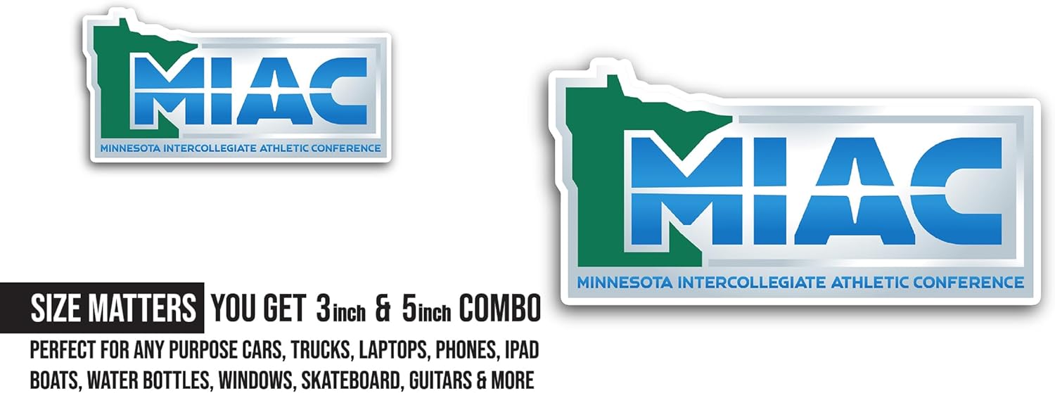 2 (Pieces) 3" and 5" Minnes0ta Intercollegiate Athletic Conference Sticker, Waterproof Vinyl Decals for Many Purpose Like Cars, Trucks, Laptops, Phones, Windows and More