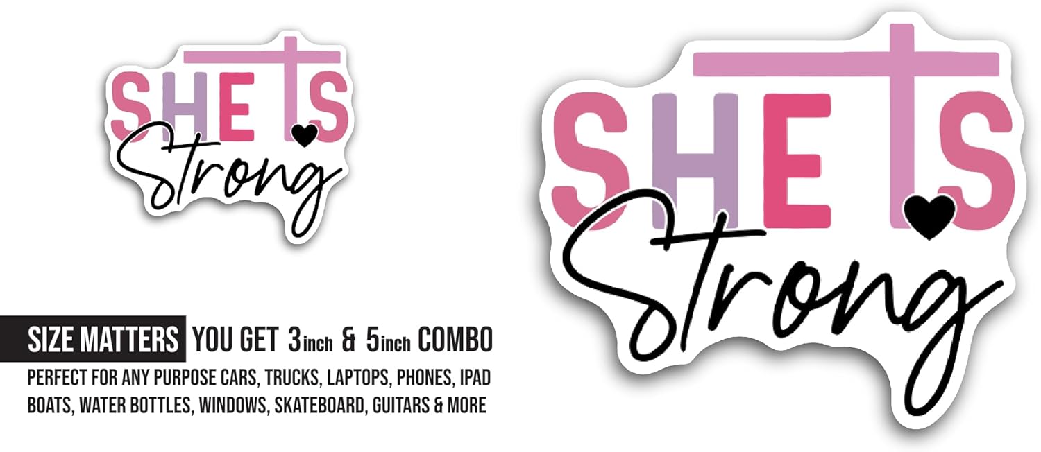 2 (Pieces) 3" and 5" She is Text Sticker, Waterproof Vinyl Decals for Many Purpose Like Cars, Trucks, Laptops, Phones, Windows and More