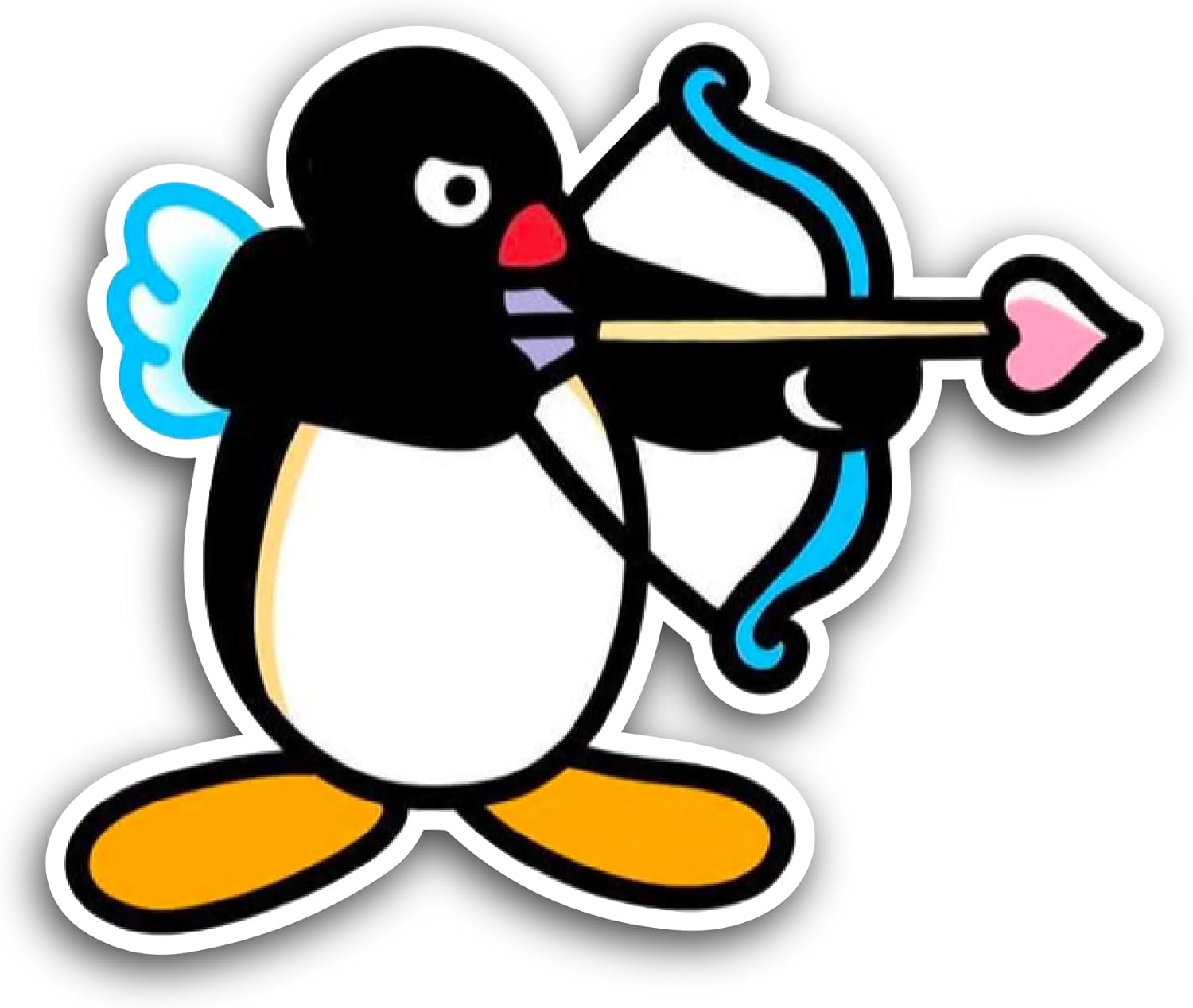 2 (Pieces) 3" and 5" Penguin Archer Sticker, Waterproof Vinyl Decals for Many Purpose Like Cars, Trucks, Laptops, Phones, Windows and More