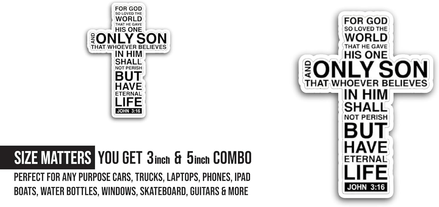 2 (Pieces) 3" and 5" for God Sticker, Waterproof Vinyl Decals for Many Purpose Like Cars, Trucks, Laptops, Phones, Windows and More