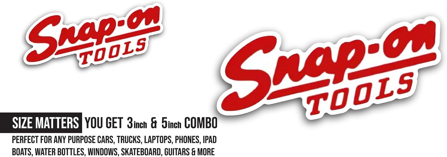 2 (Pieces) 3" and 5" Snap-on Tools Sticker, Waterproof Vinyl Decals for Many Purpose Like Cars, Trucks, Laptops, Phones, Windows and More