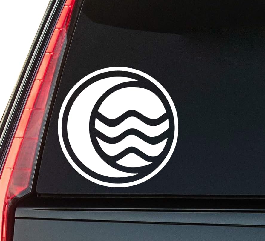 Water Wave Icon Window Vinyl Decal Sticker 6" (White), Waterproof Vinyl Decals for Many Purpose Like Cars, Trucks, Laptops, Phones, Windows and More