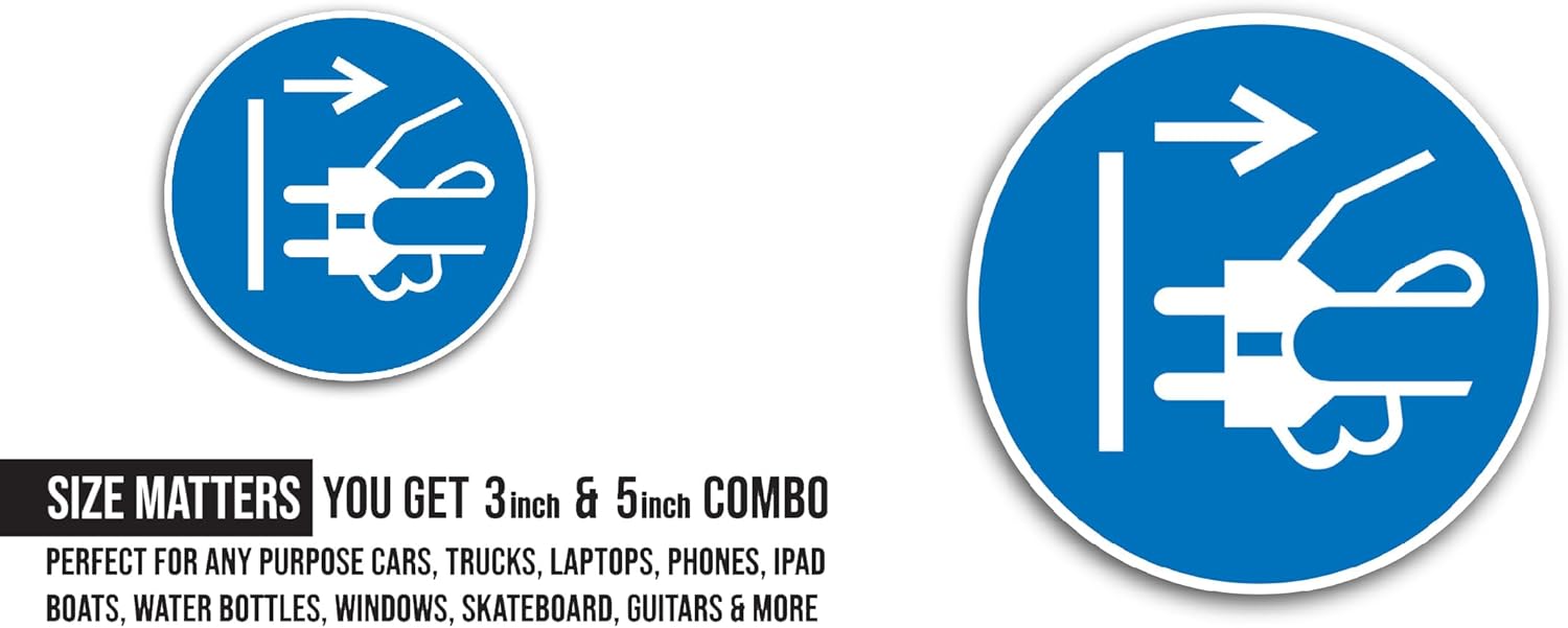 2 (Pieces) 3" and 5" Sign Turn Off Power Sticker, Waterproof Vinyl Decals for Many Purpose Like Cars, Trucks, Laptops, Phones, Windows and More