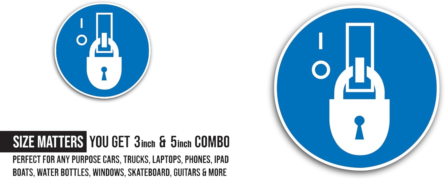 2 (Pieces) 3" and 5" Keep Locked Sticker, Waterproof Vinyl Decals for Many Purpose Like Cars, Trucks, Laptops, Phones, Windows and More